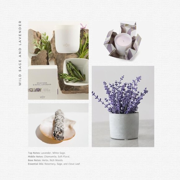 NEW VOY Fragrance Wild Sage Royal Lavender Scented Soy Candle Herbaceous Minty - Picture 2 of 7